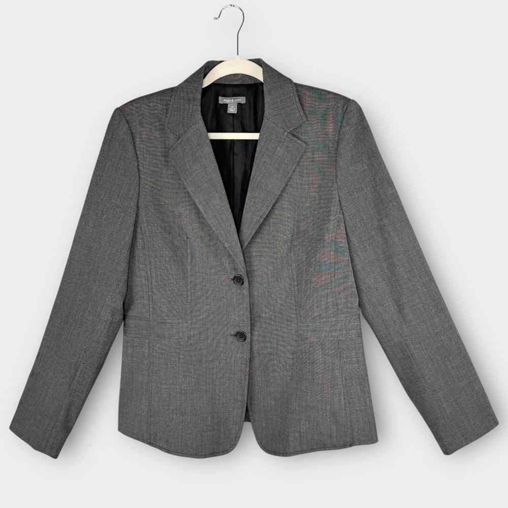 Apt. 9 Stretch gray blazer 12 single breasted career suit coat suit jacket EUC